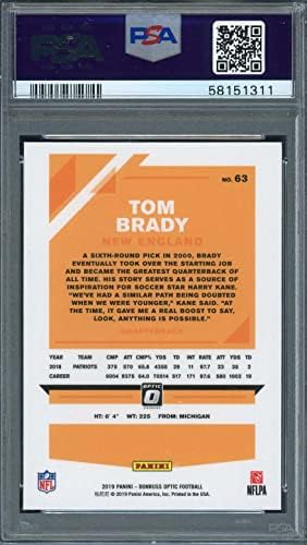 Tom Brady 2019 Panini Donruss Optic Football Card 63 PSA 10 classificado