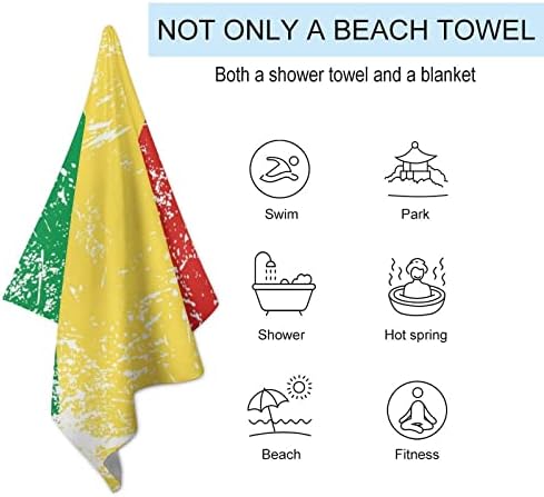 Congo Retro Flag Toalha de praia Viagem rápida em casa adultos toalhas de tampa leve de capa de piscina para acampamento