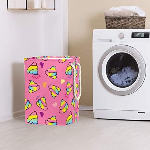 Homomer Laundry cesto fofo desenho animado engraçado arco -íris poopi cestas de lavanderia colapsível