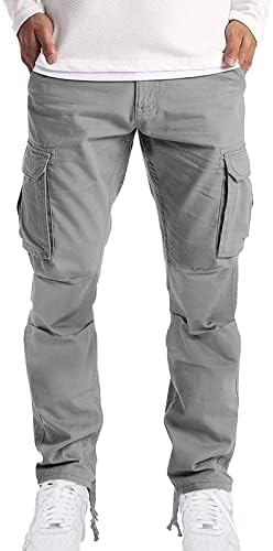 Calça para homens com bolsos masculinos Four Seasons Street Sports Casual Double Pleated Design Color Solid Sefil