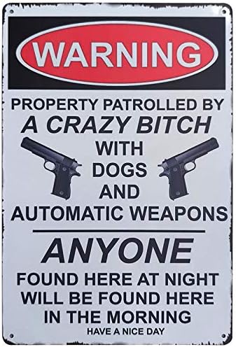 Propriedade de aviso de zovson é protegida por cão retrô vintage metal lin signo de propriedade privada sinal de pistola engraçada