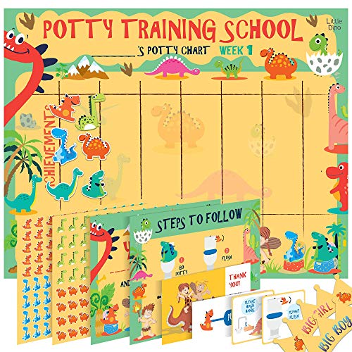 Potty Training Timer Watch - Dinosaur Pattern Pink e Potty Training Chart para crianças pequenas - design de dinossauros com