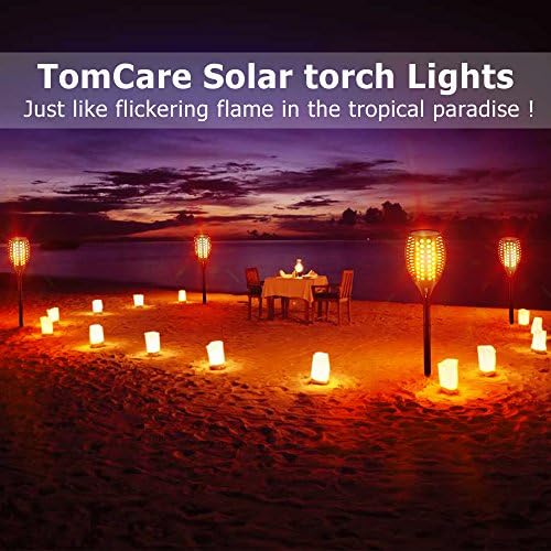 Tomcare Solar Post Lights Outdoor Flicking Flame Solar Luzes ao ar livre iluminação para pátio de jardim pátio