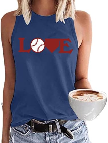 Cami Tank Trabalhe a blusa de ioga para mulheres sem mangas tripulantes de pescoço de beisebol amante de beisebol gráfico de coletes