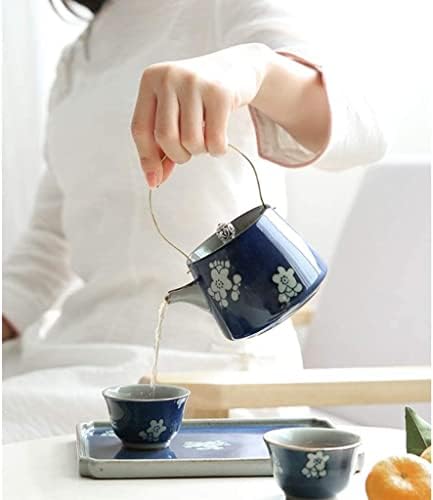 Escritório BEAPOT Cerâmica Indigo Glaze Gelo Crack de café TEAPOT Conjunto de chá de chá com panela de chá pintada à mão Buas