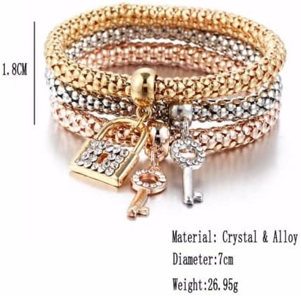 TENGHONG2021 3PCS/Set Chain Bracelet Crystal Gold/Silver/Rose Gold Multilayer Butterfly Coroa Curts Charms Stretch Bracelet