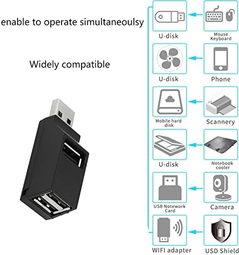 Shanfeilu hub USB Splitter de 90 graus 3 Porta USB 2.0 Adaptador Dados portáteis portátil Hub USB Transferência de alta velocidade