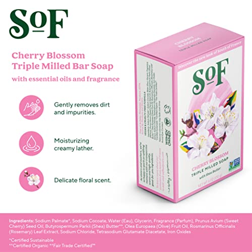 Sabão de barra de flor de cerejeira por Sof Sof Body Care | Sabão com triplo com manteiga de karité + óleos essenciais |
