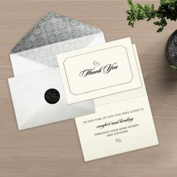 Cartões de agradecimento do funeral com envelopes | Cartões de simpatia com mensagem significativa | Conjunto de 25 com envelopes