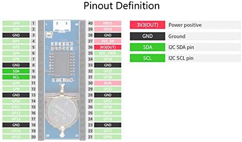 Módulo RTC de precisão para Raspberry Pi Pico, chip DS3231 e use o barramento I2C para comunicação, suporta conectar mais sensores