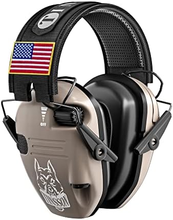 Tinsson NRR 23dB Proteção de ouvido com bandeira dos EUA Earros eletrônicos para atirar fones de ouvido de redução de ruído de tiro/caça