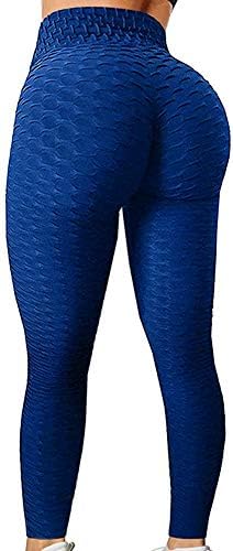 Pontas de ioga da cintura feminina Controle de barriga Rouched Lift Lift Texturizado treino elástico leggings booty calças justas