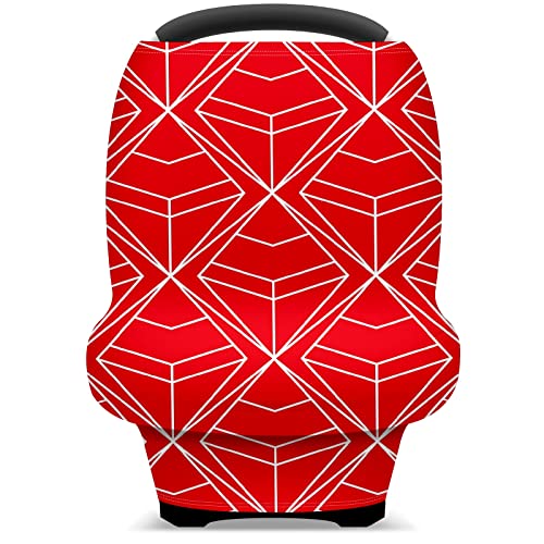 Capas de assento de carro para bebês Red White Diamond Geométrico Cobertura de enfermagem Tampa de carrinho de cachecol de