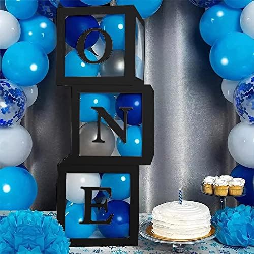 Sooyee First Birthday Decorações para menina ou menino, 3 PCS One Balloon Boxes para decoração de 1º aniversário da menina, decoração