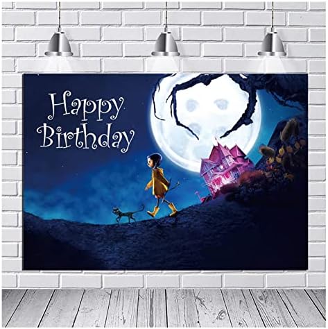 Bright Moon Coraline Photo fundo filme desenho animado Feliz aniversário fotografia cenários para crianças Halloween Birthday
