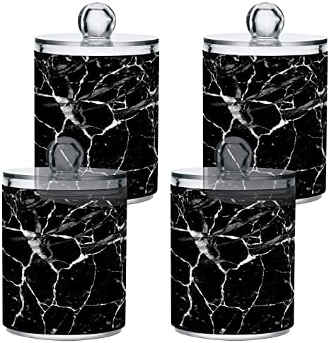 Alaza 2 Pack Qtip Dispenser Abstract Black Marble Stone Bathrazer Bancos para bolas de algodão/swabs/almofadas/fio