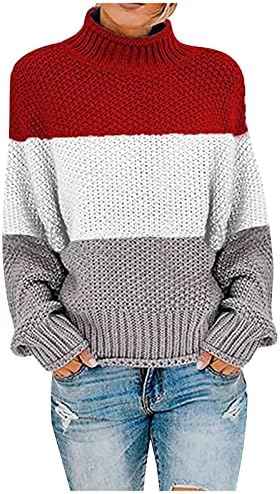 PrdECexlu de manga cheia casual suéter de tamanho grande festival de treino feminino fino mock pescoço pulôvers macio peplum solt