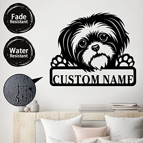 Sinal personalizado, sinais de metal personalizados | Sinal de cão personalizado | Decoração de parede de amantes de cães, placas de boas -vindas para a varanda da frente, decoração de suspensão para sala de jantar de cozinha 24in