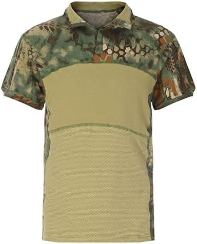 Camiseta Militar de Manga Curta Militar Camisas Tacticais Slim Stretchir Camisas Camufladas ao ar livre camisa de blusa 1/4 zíper