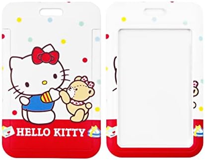 Hallo Kitty ID Badge titular, portador engraçado de cartões de identificação de anime, portador de cartão rosa e azul fofo