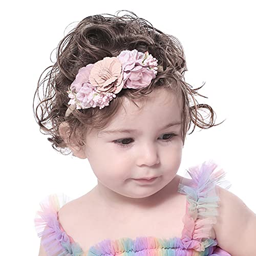 Wiwpar Flower Crown Bandeira da cabeça da cabeça Bandas de cabelo elásticas da cabeça da cabeça Garota Bandas de cabelo para criança e crianças （rosa 2）
