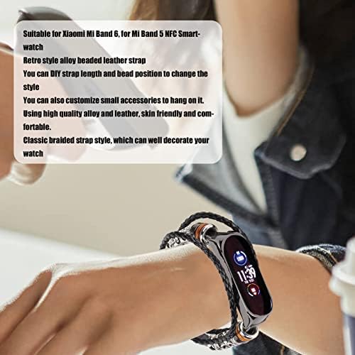 Pulseiras de smartwatch do DJDK, pulseira de couro compatível com xiaomi mi banda 6 pulseiras étnicas estilo retro