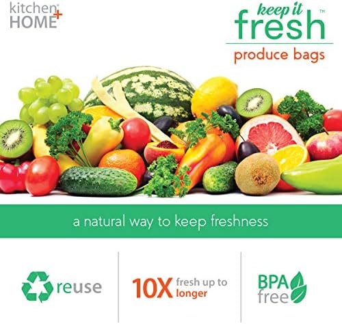 Mantenha as sacolas frescas de produtos - BPA Freshness Sacos Green Green Green economiza armazenamento para frutas, vegetais e flores - conjunto de sacos de tamanho de 30 galões
