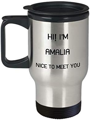 I'm Amalia Travel canem Nome exclusivo Tumbler Presente para homens Mulheres 14oz aço inoxidável
