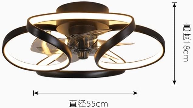 Lâmpada de ventilador de teto inteligente de sdfgh smart 18 cm casa invisível lâmina preta app white controle remoto