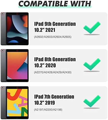 Caixa para iPad 10,2 polegadas, iPad 9ª geração 2021 iPad 8/7ª geração 2020/2019 - Visualização de vários ângulos e