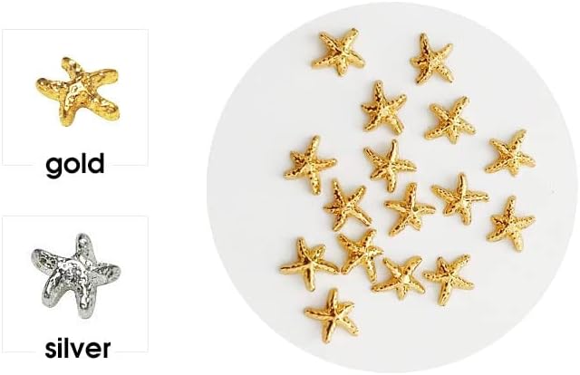 100pcs de verão estilo 3d ouro prateado metal starfish design de unhas de decoração de arte suprimentos de unhas manicure