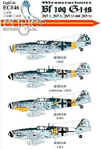 Decalque de águia disposto 1/72 Messerschmitt BF109G-14 1./jg53/7./jg52/15./jg5/7./jg3 Modelo de plástico decalque EAG72046