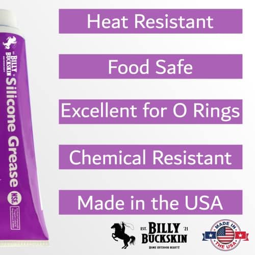 Billy Buckskin Co. Graxa de silicone, lubrificante sanitário de grau alimentar, lubrificante de mergulho, lubrificante