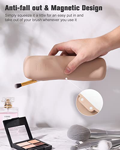 Portador de escova de maquiagem de viagem grande, magnético anti-queda de silício portátil portátil portátil Brushs de escovas de rosto,