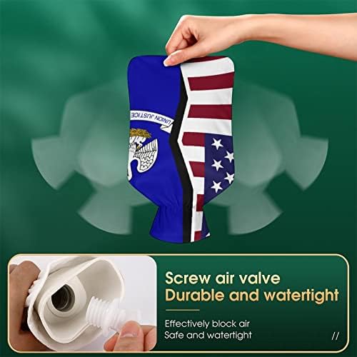 American e Louisiana State Flagg Hot Water Bottle 1000ml com capa macia Removável Pacote quente Pacote de água Saco de injeção de água para os pés mais quente Aquecimento mais quente