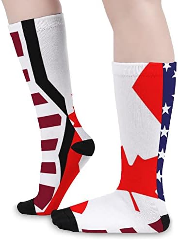 Meias de bloco colorido de bandeira americana e canadense Sports de meias altas meias para adolescentes adultos