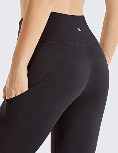 Crz Yoga Feminino Feeling Leggings 19 - Alta ginástica da cintura Capris Leggings com bolsos