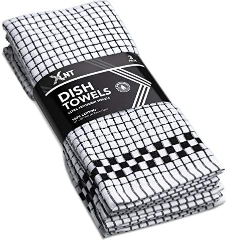Toalhas de cozinha preta xlnt - toalhas de prato algodão | Duráveis ​​e ultra absorventes conjuntos de toalhas de mão/toalhas