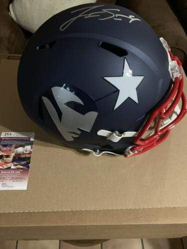 Jarrett Stidham autografado assinado amp amp New England Patriots Helmet JSA Silver - Capacetes NFL autografados