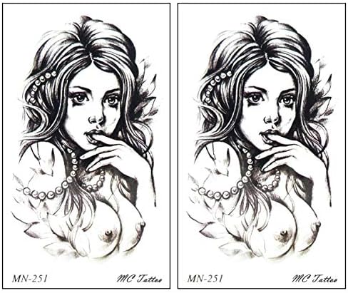 Mini tatuagens 2 lençóis sexy tattoos de garotas nuas pinturas de fantasia de arte de fantasia de desenho à prova d'água