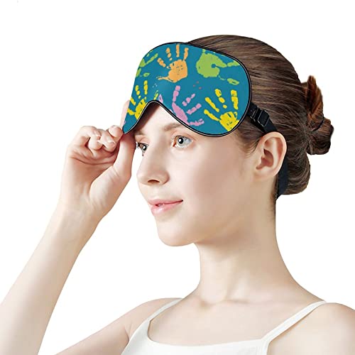 Colorido abstrato de tinta manual Splatter Sleep Masks Tampa de olho Blackout com linha de correção elástica ajustável para