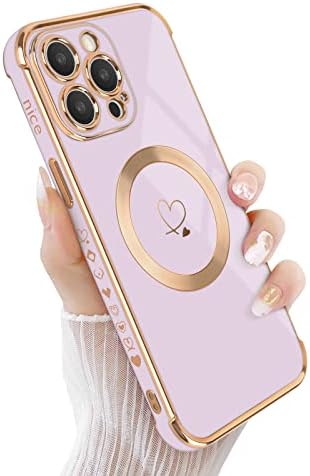 Newseego Caso magnético para iPhone 13 Pro Max MagSafe, Girls Women Love Love Heart Padrating Borge Soft Silicone à