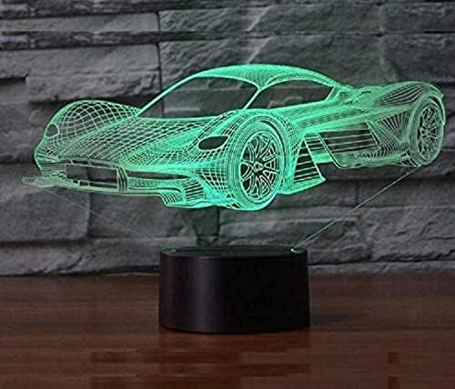 Superiorvznd 3d Sports Car Shape Night Touch Touch Touch Desk Lâmpadas de ilusão de óptica 7 Luzes de cor de cor Decoração