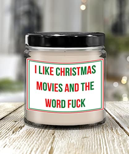 Eu gosto de filmes de Natal e a palavra foda vela engraçada vela de Natal presente para presentes para Natal/aniversário/feriado