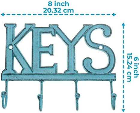 Comparar o suporte da chave para a parede “Keys Decorative Farmhouse Housel Rustic Montado Key Solder - 4 ganchos -chave
