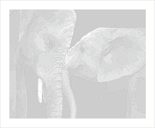 Animal de família de elefantes cinza quente, kit de pintura a óleo de lona para adultos desenhando pintura com pincéis, pigmento