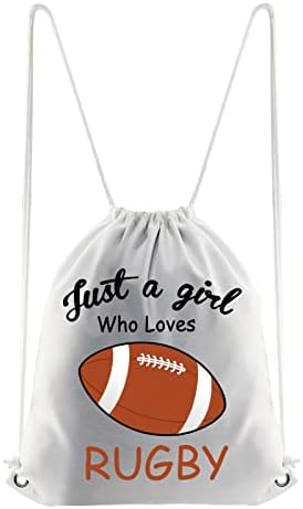 MBMSO Rugby Girl Gift for Rugby Player Drawstring Bag apenas uma garota que adora mochila de bolsa para presentes em equipe de rugby