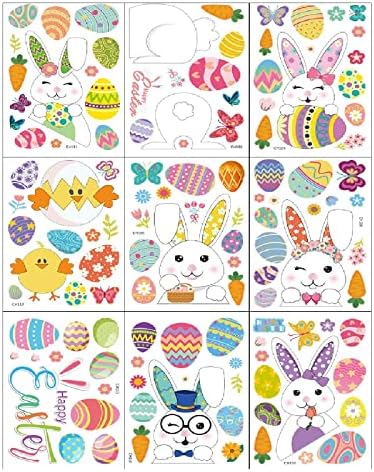 Cartoon Bunny Easter adesivo crianças adesivo adesivo Wall Janela de páscoa decoração de casas de páscoa decalques de parede de salão