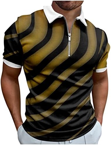 Camisas de golfe masculinas, camisas de pólo com zíper para homens