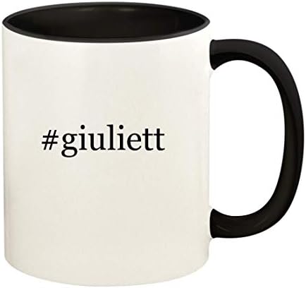 Presentes de Knick Knack #Giuliett - 11oz Hashtag Ceramic Colored Handle and Inside Coffee Cup Cup, preto